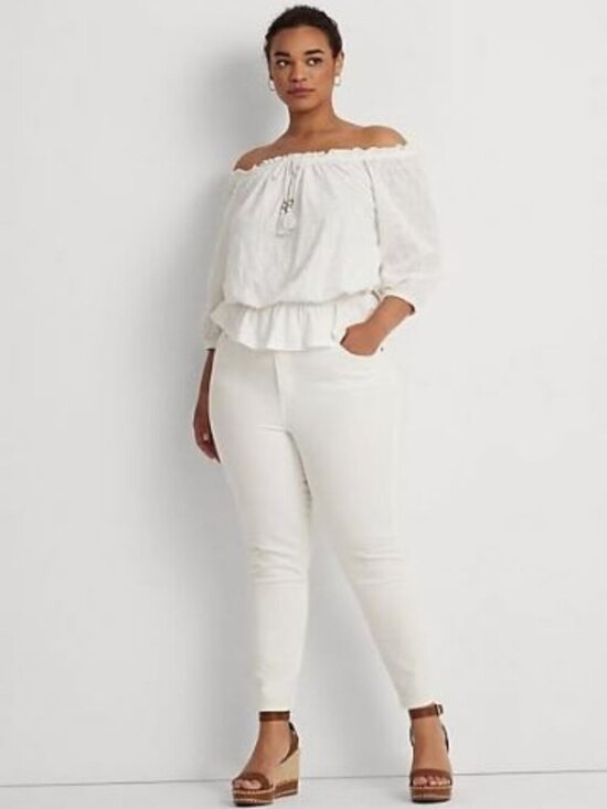 Lauren Ralph Lauren Tops - NEW Ralph Lauren Women's 2X Off-the-Shoulder Eyelet Jersey Top • Reg Price $125